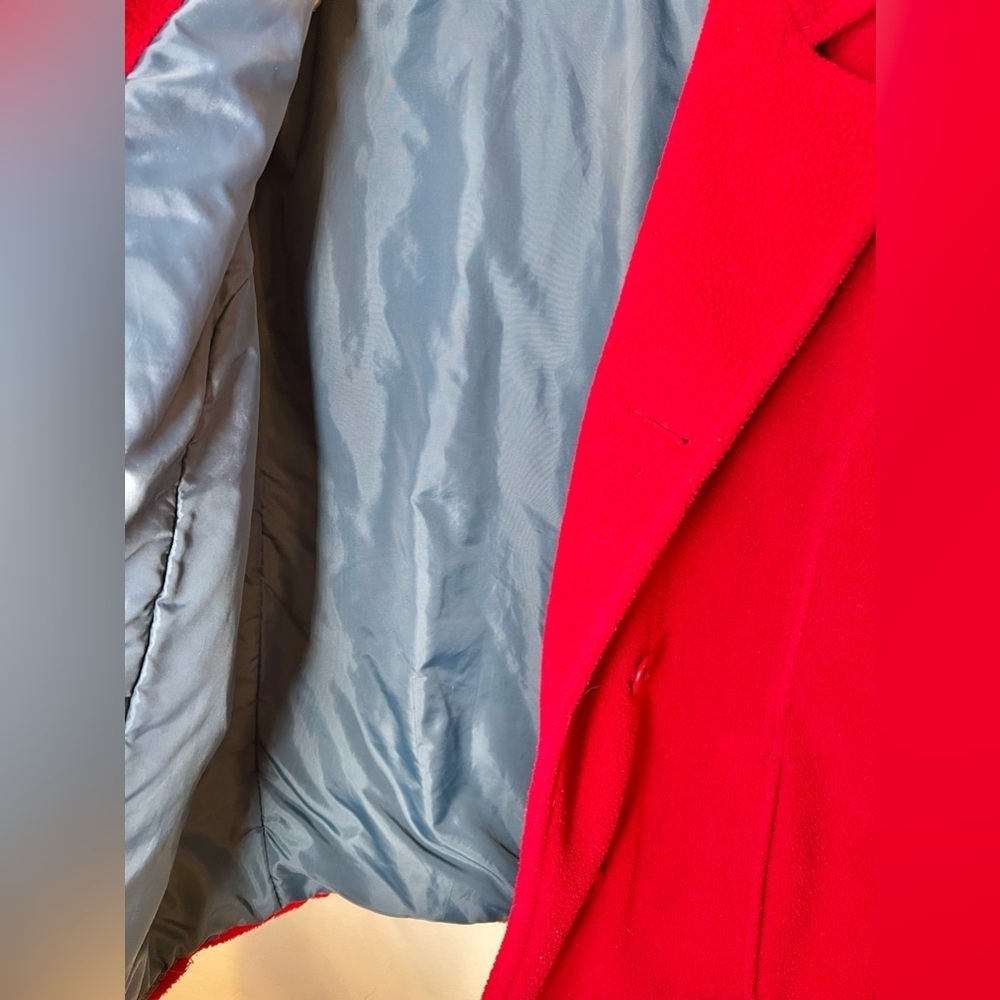 L.L. Bean Women’s Red Fleece Pea Coat Pullover Size Medium - Picture 4 of 5